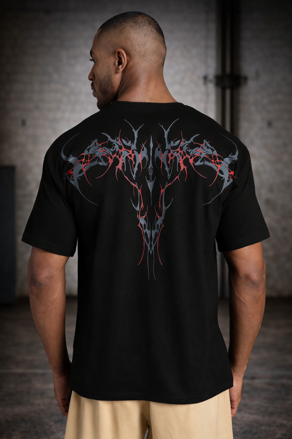 Red Gothic Tribal Graphic T-Shirt – Black Streetwear