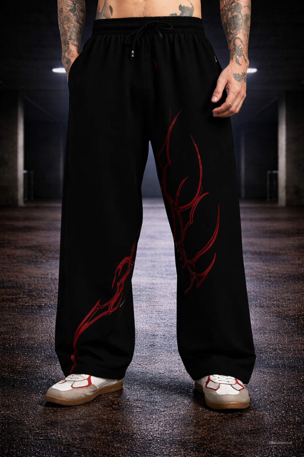 Red Tribal Graphic Sweatpants – Black Streetwear
