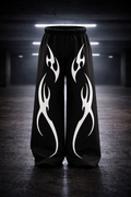 Tribal Flame Graphic Baggy Pants – Black Streetwear