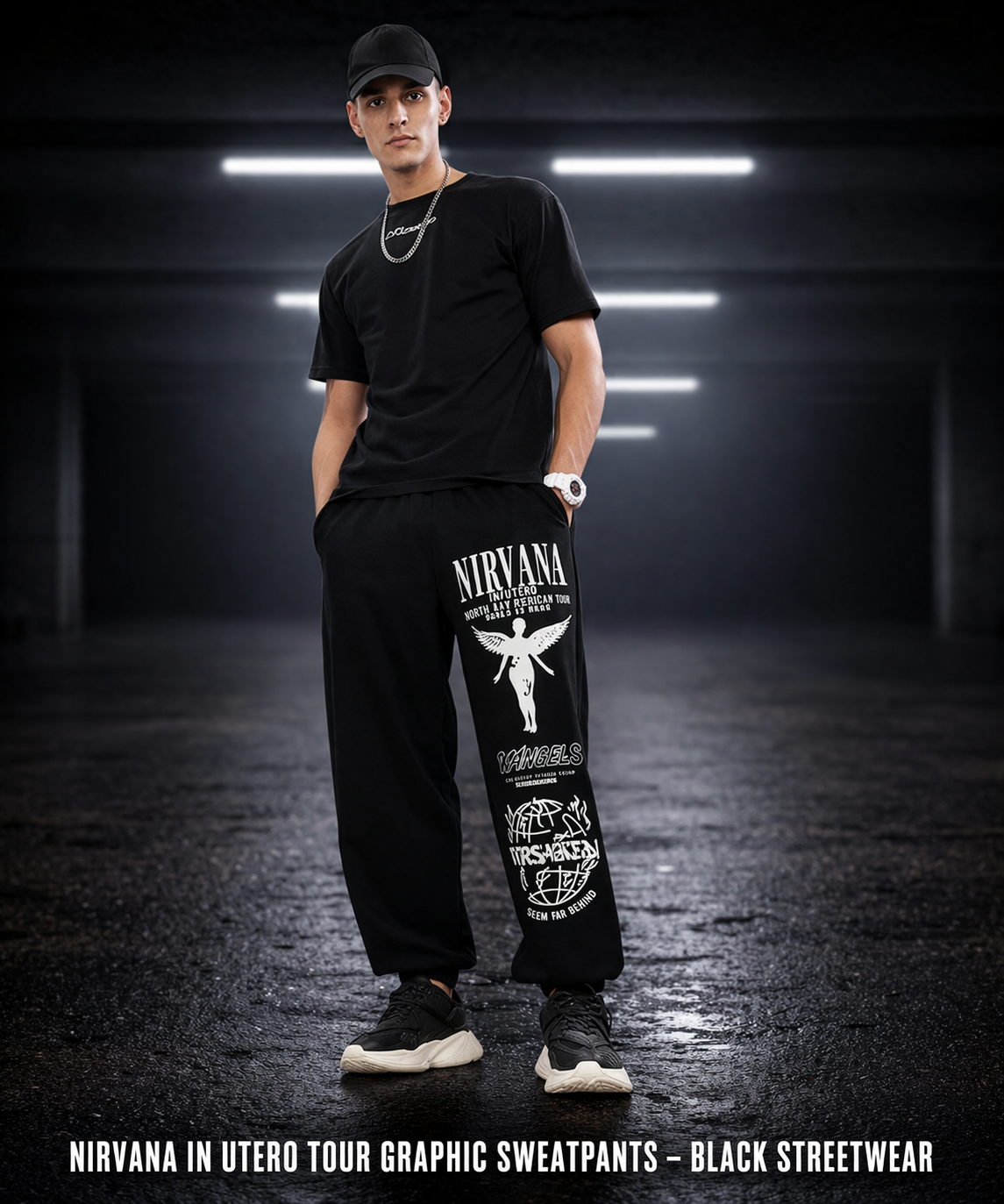 Nirvana In Utero Print Joggers – Oversized Fit